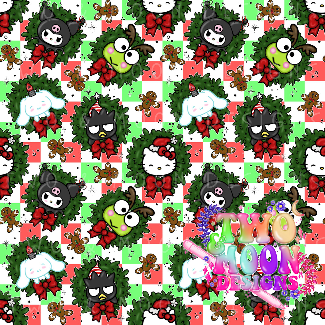 Festive Friends checker background