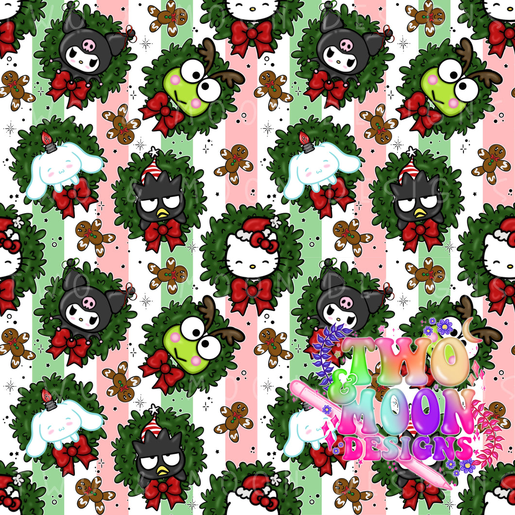 Festive Friends stripes background