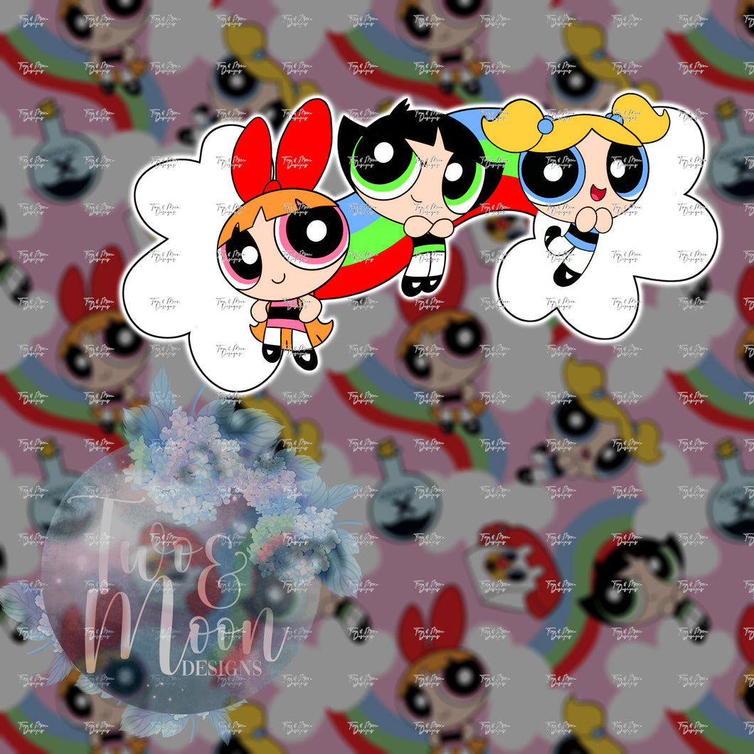 POWER PUFF GIRLS ON A RAINBOW